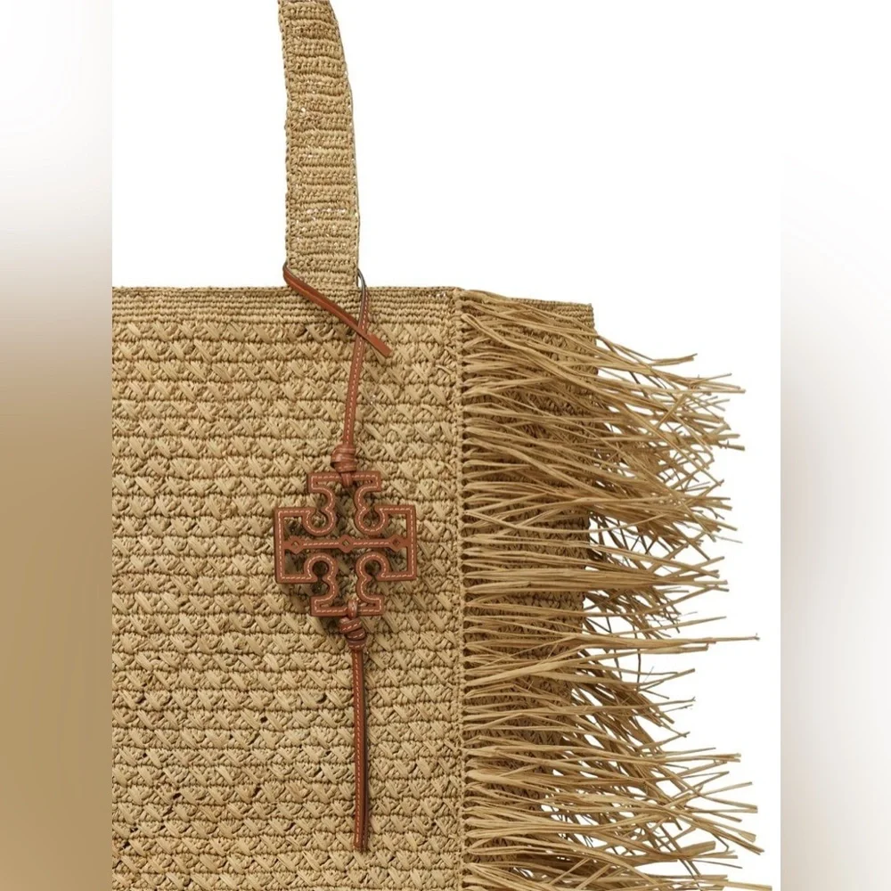 TORY BURCH Raffia Fringe Tote‎